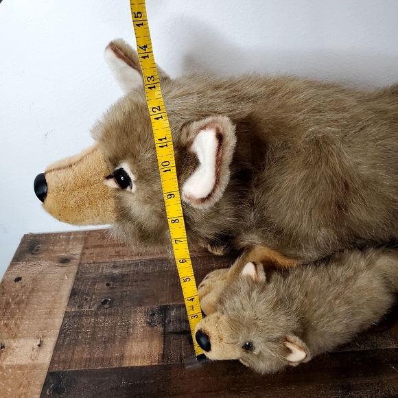 Fine Toy Large Plush Wolf Mom And Cub Stuffed Animals RARE & Realistic Set - Picture 7 of 7